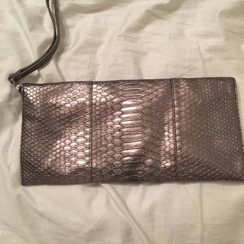 Metallic Python Clutch With Removable Wristlet - image 2
